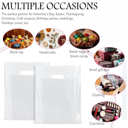 Kosiz 1000 Pcs Plastic Merchandise Shopping Bag Bulk 9 x 12'', White - color: White