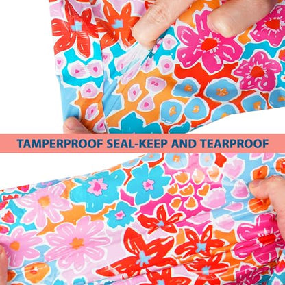 POLYSELLS 100pcs 6x9 Inches Poly Mailers Waterproof & Tear Resistant Mailing Envelopes, Cute Small Business Bags for Clothes, Gifts - Flowers - color: Flowers, size: 6"x9" 100 PCS