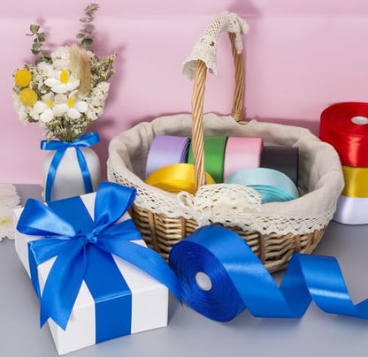 AKOAK 2 Inches 25 Yard Satin Ribbon, Craft Fabric Ribbon, Perfect for Wedding, Bouquets, Handmade Bows and Gift Wraping (Royal Blue) - color: Royal Blue