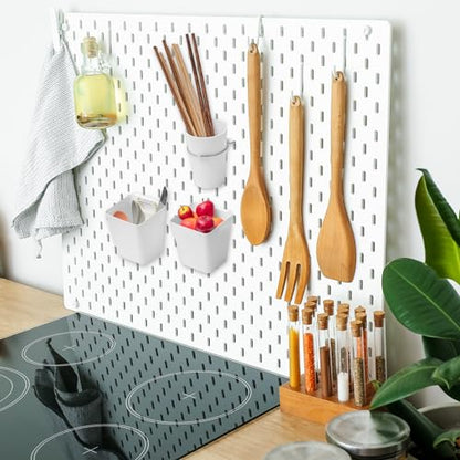 Jinei 12 Pcs Pegboard Bins Baskets with Hooks Organizer Set,White - color: White