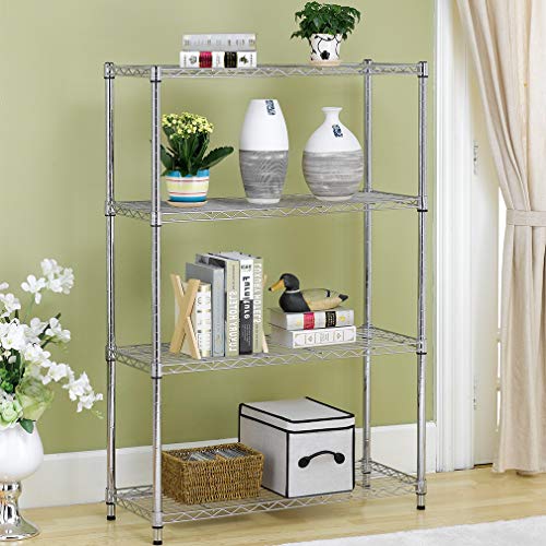 BestOffice | 4-Tier Wire Shelf with Wheels | 14" x 36" x 54" | Chrome - color: Chrome, size: 14Lx36Wx54H