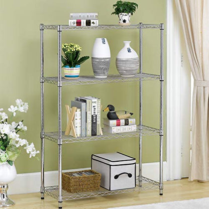 BestOffice | 4-Tier Wire Shelf with Wheels | 14" x 36" x 54" | Chrome - color: Chrome, size: 14Lx36Wx54H