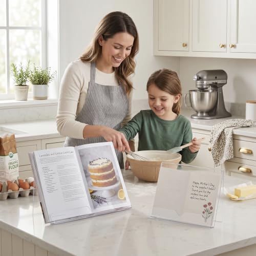 MyGift Modern 4 mm Premium Clear Acrylic Cookbook Holder, Recipe Book Stand, Magazine Display Rack, Set of 2 - size: 2 Stands
