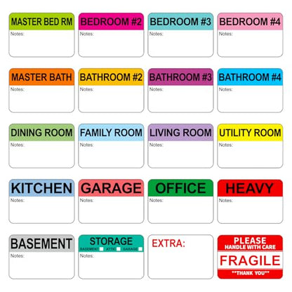 Each Measures 2” x 3”, 600 Writable Moving Labels for Boxes - color: 20-colors