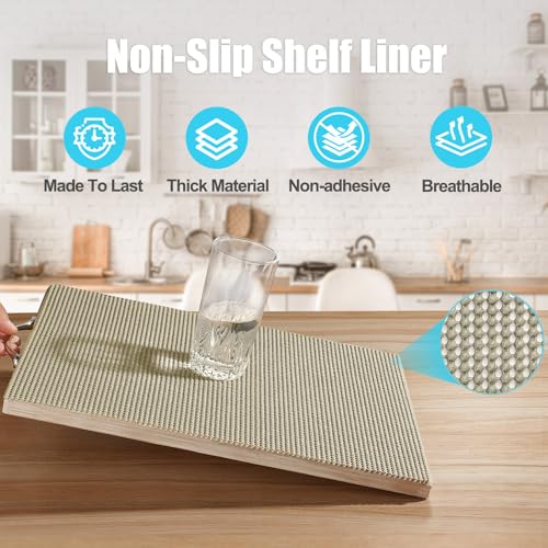 Songrey Non-Slip Shelf Cabinet and Drawer Liner, 12IN x 30FT, Beige - color: Beige, size: 12"W x 360"L