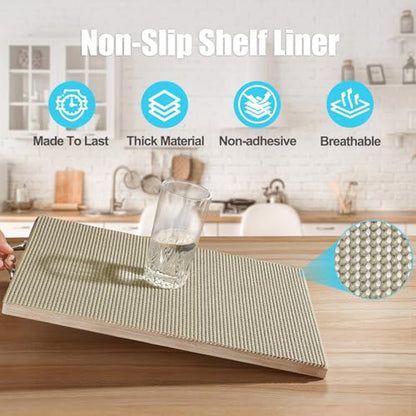 Songrey Non-Slip Shelf Cabinet and Drawer Liner, 23.6IN x 20FT, Beige - color: Beige, size: 23.6"W x 240"L