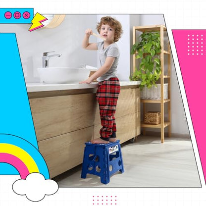 Delxo Folding Step Stool 13 inch 2 Pack,300 Lbs Step Stool for Kids&Adults - color: Blue, size: 13 Inch-2 Pack