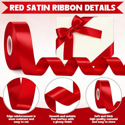 1 in 30 Yards Red Ribbon for Gift Wrapping Wedding Valentine Christmas - color: Red, size: 1 inch