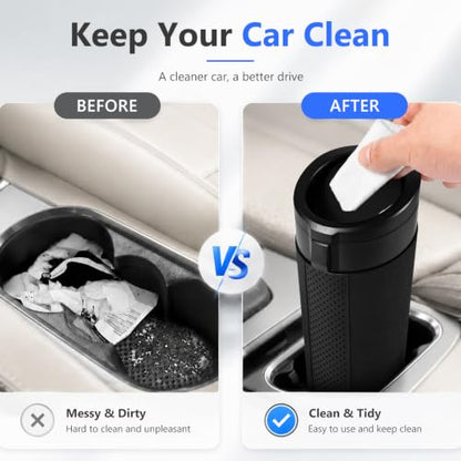 Car Trash Can with Lid, Leakproof, Mini, 2 Pack, Black - color: Black 02