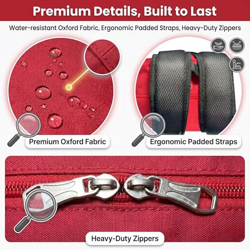 NOVO First Aid Backpack Empty, Medical Backpack, Red Emergency Backpack Bag