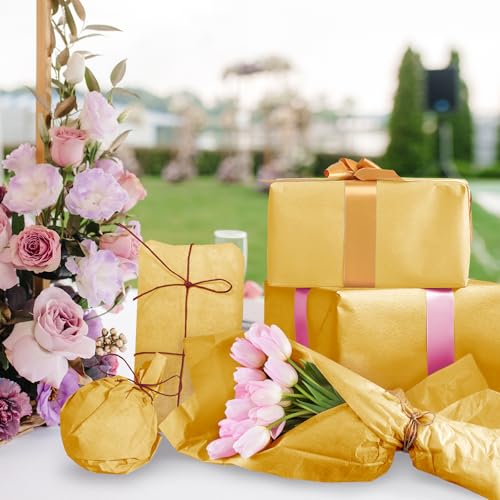 120 Sheets 14 x 20 Inch Gold Tissue Paper for Gift Bag Wrapping - color: Gold