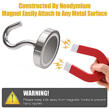 Neodymium Eyebolt & Magnet Hook Set, 200lbs Pulling Force Strong Fishing Magnets 1.65 Inch with Countersunk Hole Eyebolt for Fishing, Workplace, Home (Silver, Pack 4) - size: 4 Pack