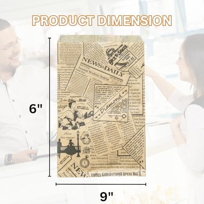 Novel Box 100 Pack Newsprint Kraft Print Flat Merchandise Bags 6x9 in - color: Newsprint Kraft, size: 6" x 9" Inches
