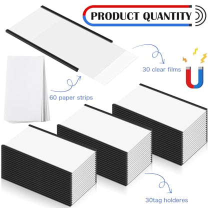 Glenmal 30 Pieces Magnetic Label Holders 3 x 5 in C Channel