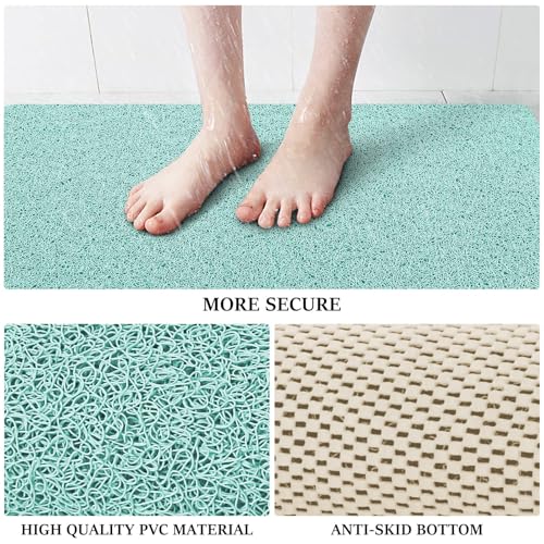 LuxStep Shower Mat Bathtub Mat Non-Slip Bath Mat with Drain, Quick Drying - color: Green, size: 24" x 24"