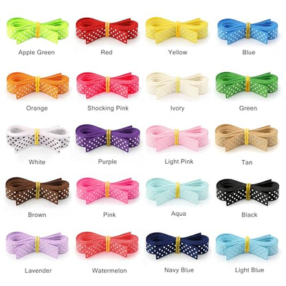 QingHan Polka Dot Grosgrain Ribbon: 5/8 inch 40 Yards (20colors x 2yards) - color: 5/8 Polka Dot