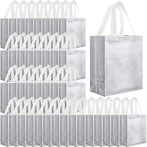 Eccliy 80 Pcs Reusable Gift Bags, Medium, Silver - color: Silver, size: Medium