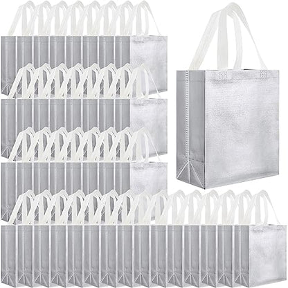 Eccliy 80 Pcs Reusable Gift Bags, Medium, Silver - color: Silver, size: Medium