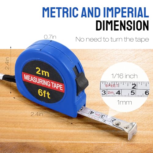 Copkim 50 Pcs 6 ft Mini Tape Measure Retractable Bulk,Blue - color: Blue