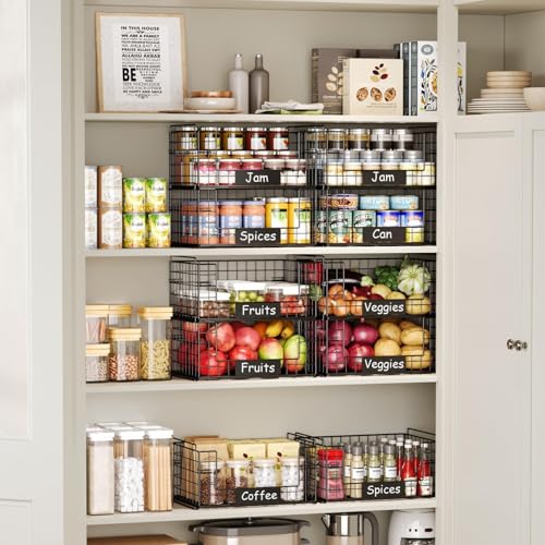 JKsmart 3 Pack XXL Stackable Wire Baskets, Pantry Organizers and Storage - size: XXL-16.34"x12.01"x23.61"