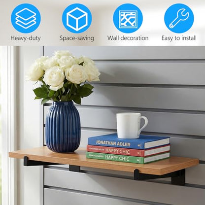 8 Pcs Black Slatwall Shelf Bracket, 12 Inch Metal Slat Wall Shelves Accessories, Heavy Duty Slat Wall Hooks, Slatwall Display Hangers for Storage and Organization