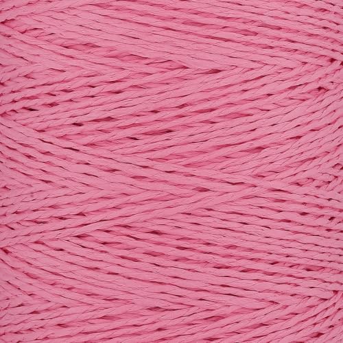 Raffia Yarn for Crochet Bags Raffia Ribbon for Gift Wrapping 2mm X 328 Yards Raffia String Paper Ribbon Yarn for Sun Hat Beach Bag Crochet Crafting DIY Crafts - color: G23 Pink