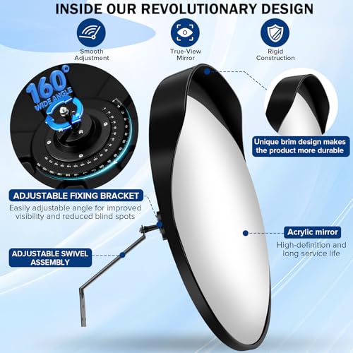 24 Inch Acrylic Convex Mirror with Rain Shield - size: 24IN S