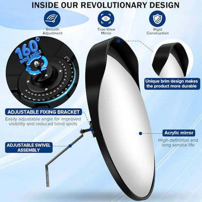 24 Inch Acrylic Convex Mirror with Rain Shield - size: 24IN S
