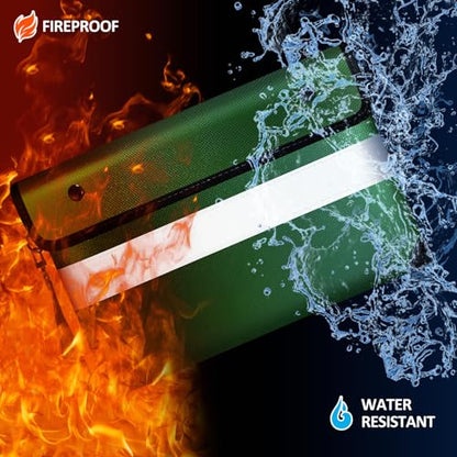Vailoin 6200°F Fireproof Money Bag, 8 Layers of Heat Insulated Materials - color: Green, size: 11"x7.7"