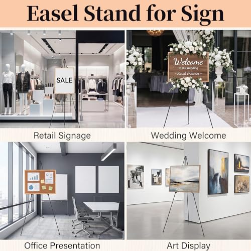 2 Pack 66" Aluminum Easel Stand for Signs & Painting, Black