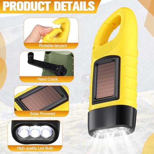 Mudder 6 Pack Hand Crank Flashlights Solar Powered Flashlight, Green,Yellow - color: Green,Yellow