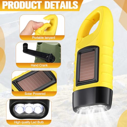 Mudder 6 Pack Hand Crank Flashlights Solar Powered Flashlight, Green,Yellow - color: Green,Yellow
