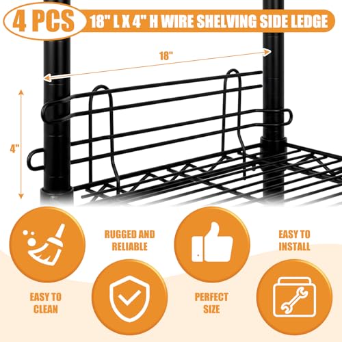 MorningRo 4 Pcs Black Chrome Wire Shelf Ledge, 14" L x 5" H - color: Black, size: 18" L X 4" H