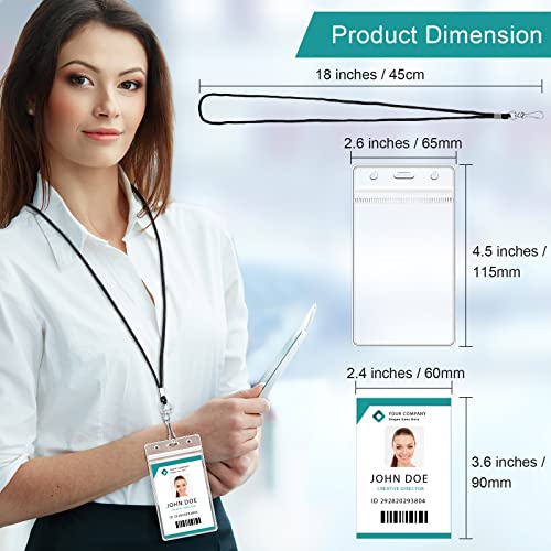 Marspark 200 Pcs Lanyard with ID Holder Bulk Clear, Black - color: Black