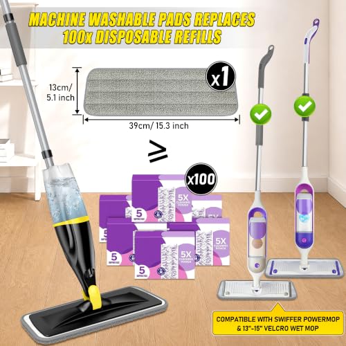 Hardwood Floor Mops for Floors Cleaning: Spray Mops Wet Dust Mop Refillable - color: Yellow/Black
