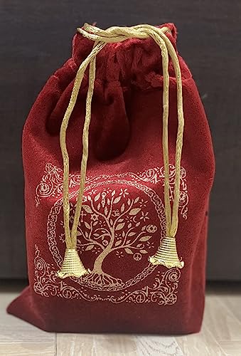Indian Consigners Soft Velvet Pouch for Tarot, Altar, Rune, Gift, Crystal, jewelry Wrap Bags for Precious, Sacred and Spiritial Items (Maroon Red) - color: Maroon Red