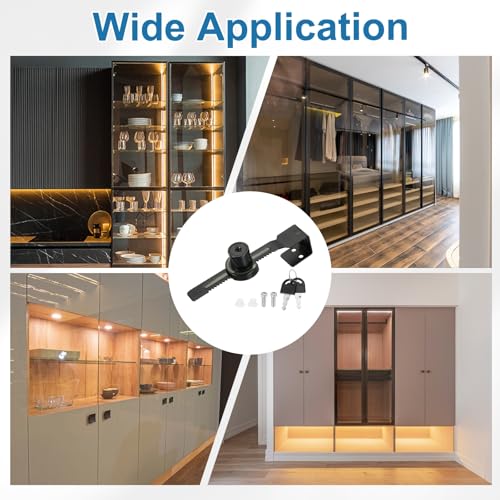 1" Luminous Sliding Glass Door Ratchet Lock Fit 0.39-0.79" Black - color: Black, size: 1 Inch