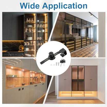 1" Luminous Sliding Glass Door Ratchet Lock Fit 0.39-0.79" Black - color: Black, size: 1 Inch