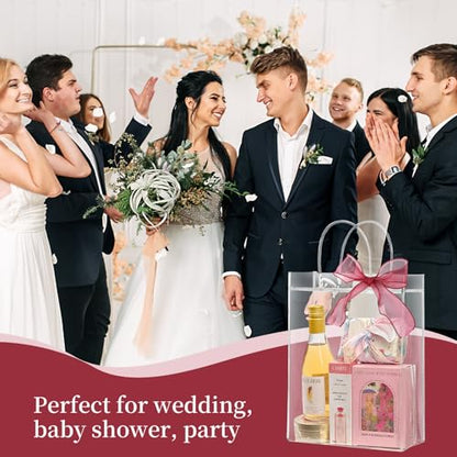 Jutieuo 24 PCS Clear Gift Bags with Handles, 7.9 x 9.8 x 3.2 Inches