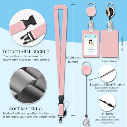 Hancynir Lanyards for ID Badges, Retractable Badge Holder with Reel Clip - color: 1-solid Pk