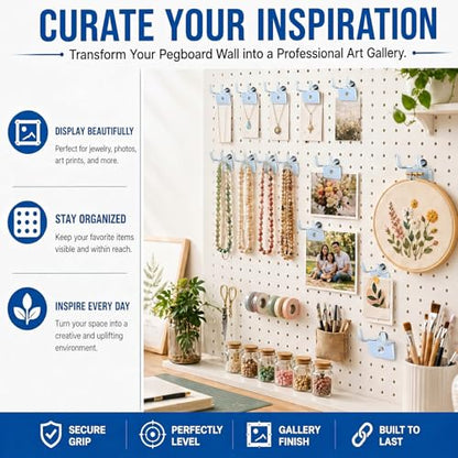 Tandefio 100 Pcs Pegboard Hooks, Picture Hangers for 1/8 & 1/4 in, Silver - color: Silver