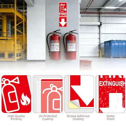 Fire Extinguisher Sign Sticker, Glow in the Dark with Down Arrow 3 Pack - size: 4×12 Inch