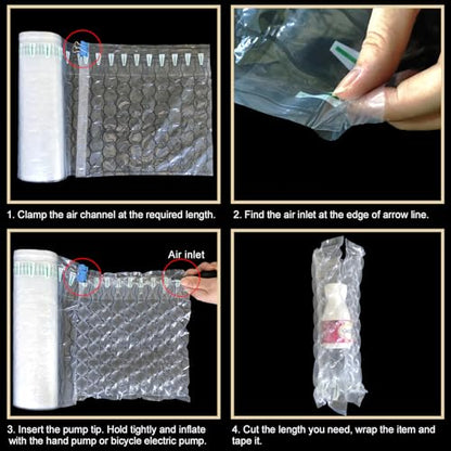 Inflatable Bubble Cushioning Wrap Roll Heavy Duty Bottle Shipper Protector Sleeve 12"x164' Large Size Air Bubbles Packing Supplies for Fragile Items, Air Pillows for Shipping Moving Packaging - size: 12"x164'