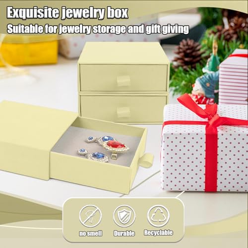 Jewelry Gift Box, 12-Pack Necklace Gift Box Drawer Jewelry Box Bangle Necklace Case For Earrings & Rings, Stylish Necklace Bracelet Organizer, 3.5 x 3.5 x 1.25 Inches (Beige) - color: Beige