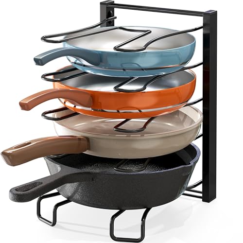 SIMPLE HOUSEWARE 5 Compartments Height Adjustable Pan Organizer, Black