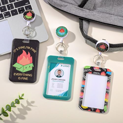 3 Pack Dumpster Fire Badge Holder with Retractable Reel, Vertical Id Case - color: Fire Dumpster