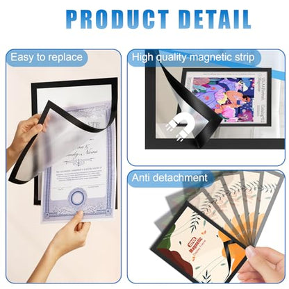 12 Pack Magnetic Sign Holder 8 x 11.5 inches with Magnetic Border - color: 12 Pack Black, size: 8 x 11.5
