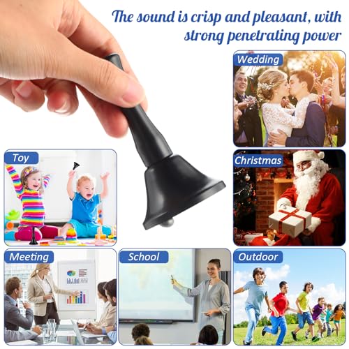 50 Pcs Hand Bells Steel with Plastic Handles,Linear Brushed,Black - color: Black