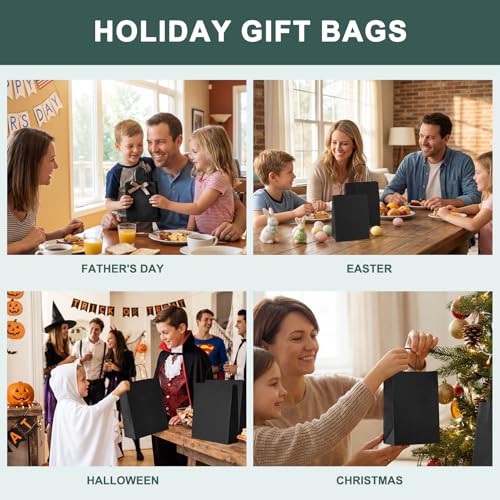 METRONIC Black Paper Bags 5.25x3.75x8 Inch Small Gift Bags 200 Pack - color: Black, size: 1 Count (Pack of 200)
