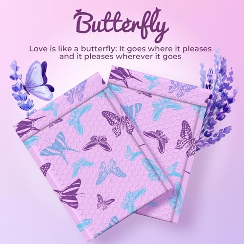 Fuxury Bubble Mailers 6x10" Pinkish-Purple Padded Envelopes 100 Pack - color: Blue-Purple Butterfly, size: 6x10" 100 PC